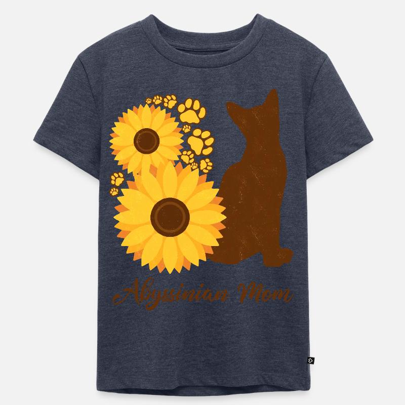 Sonnenblumenmutter - Abessinierkatze - Kinder Premium Bio T-Shirt - Jeansblau 