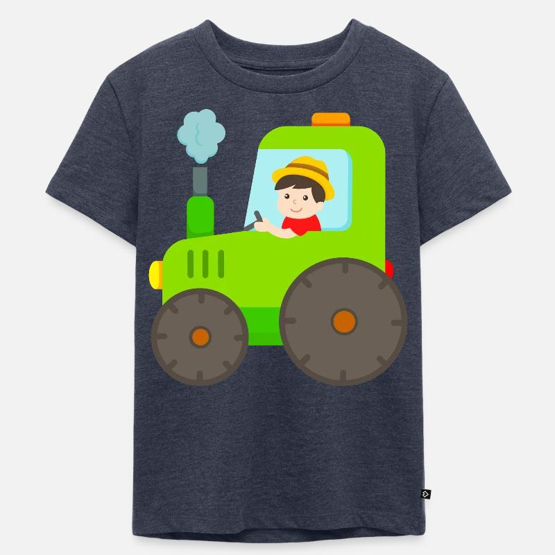 Traktor Bauer Trecker - Kinder Premium Bio T-Shirt - Jeansblau