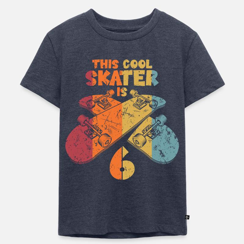 This cool skater is 6 - Kinder Premium Bio T-Shirt - Jeansblau