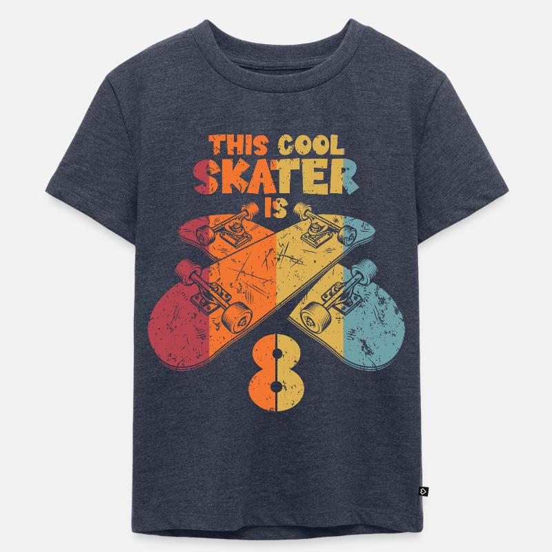 This cool skater is 8 - Kinder Premium Bio T-Shirt - Jeansblau 