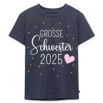 Ich werde große Schwester 2025 Herz Mädchen Süß - Kinder Premium Bio T-Shirt - Jeansblau  - Vorne - Mikhail (115cm)