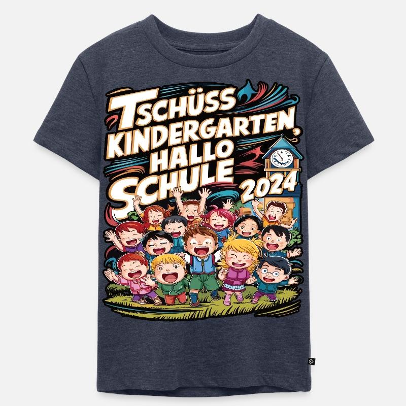 Tschüss Kindergarten Hallo Schule 2024 - Kinder Premium Bio T-Shirt - Jeansblau 