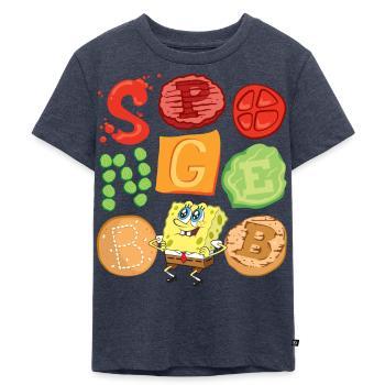 Spongebob Schwammkopf Burger Zutaten Design - Kinder Premium Bio T-Shirt - Jeansblau  - Vorne - Mikhail (115cm)