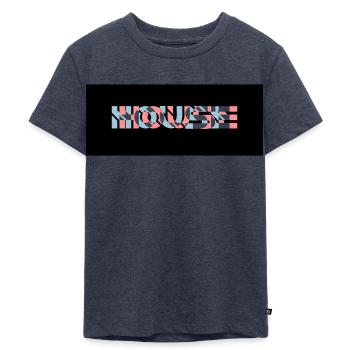 3D Effect House Logo - Kids Premium Organic T-Shirt - heather denim - Front - Mikhail (115cm)