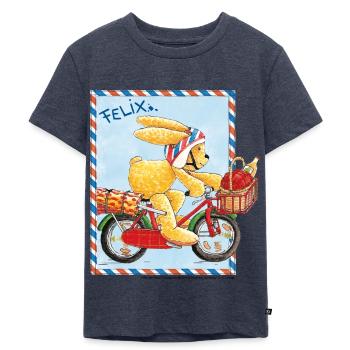 Felix der Hase Fahrradausflug - Kinder Premium Bio T-Shirt - Jeansblau  - Vorne - Mikhail (115cm)