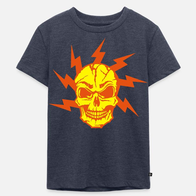 kopf des todes eclair halloween blitz von - Kinder Premium Bio T-Shirt - Jeansblau 