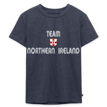 Team Northern Ireland sports bag - Kids Premium Organic T-Shirt - heather denim - Front - Mikhail (115cm)
