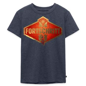 Fortschritt DDR Kombinat Landmaschinen Vintage - Kinder Premium Bio T-Shirt - Jeansblau  - Vorne - Mikhail (115cm)