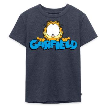 Garfield Gesicht Logo - Kinder Premium Bio T-Shirt - Jeansblau  - Vorne - Mikhail (115cm)