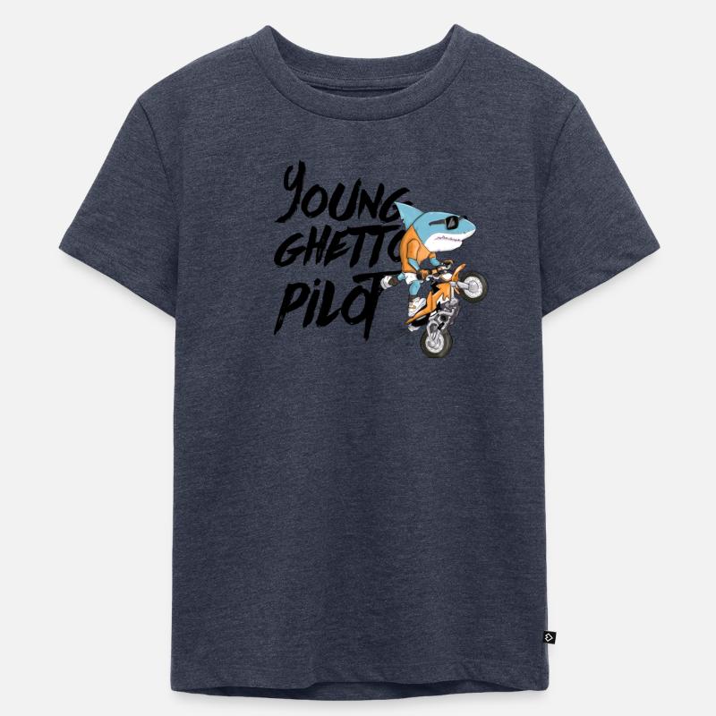 Junger Ghetto-Pilot - Kinder Premium Bio T-Shirt - Jeansblau 