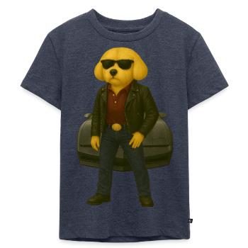Scott Rider - A pooch and his car - Kinder Premium Bio T-Shirt - Jeansblau  - Vorne - Mikhail (115cm)