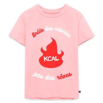 Brûle des calories : T-shirt motivation - T-shirt Premium bio Enfant - rose - Devant - AI Model Kid Female (0cm)