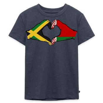 Jamaika Belarus Hände Herzform - Kinder Premium Bio T-Shirt - Jeansblau  - Vorne - Mikhail (115cm)