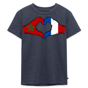 Drapeau du Maroc France Aiguilles Coeur - T-shirt Premium bio Enfant - bleu jeans  - Devant - Mikhail (115cm)
