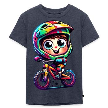 Rad Rider - Kids Premium Organic T-Shirt - heather denim - Front - Mikhail (115cm)