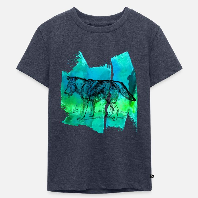 Wolf wolves werwolf T Shirt Geschenk - Kinder Premium Bio T-Shirt - Jeansblau 