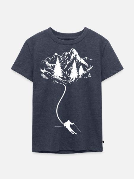 Ski-Fahrer T-Shirt Geschenk Apre Ski Berg - Kurven - Kinder Premium Bio T-Shirt - Jeansblau 