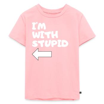 Je suis avec stupide chemise drôle de plaisanterie de bande dessinée - T-shirt Premium bio Enfant - rose - Devant - AI Model Kid Female (0cm)