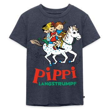 Pippi Langstrumpf Ausritt Mit Annika Und Tommy - Kinder Premium Bio T-Shirt - Jeansblau  - Vorne - Mikhail (115cm)
