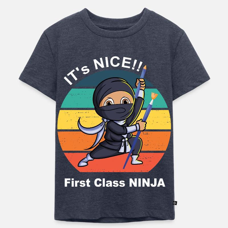 First Class Ninja - Kinder Premium Bio T-Shirt - Jeansblau 