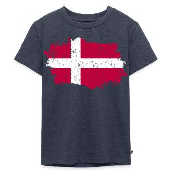 Dänemark Flagge Grunge Dänemark Fahne - Kinder Premium Bio T-Shirt - Jeansblau  - Vorne - Mikhail (115cm)