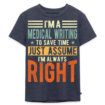 Medical writing - Kids Premium Organic T-Shirt - heather denim - Front - Mikhail (115cm)