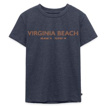 USA City Coordinates - Virginia Beach - Kids Premium Organic T-Shirt - heather denim - Front - Mikhail (115cm)