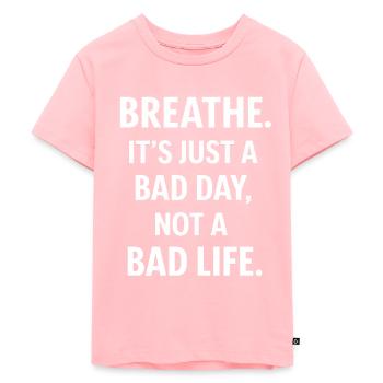 Respire profondément, mauvaise journée, ne vis pas - T-shirt Premium bio Enfant - rose - Devant - AI Model Kid Female (0cm)