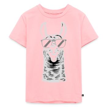 Cooles Lama Mit Sonnenbrille - Kinder Premium Bio T-Shirt - Rosa - Vorne - AI Model Kid Female (0cm)