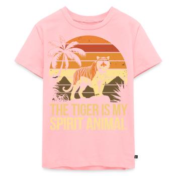 Der Tiger Ist Mein Spirit Animal - Kinder Premium Bio T-Shirt - Rosa - Vorne - AI Model Kid Female (0cm)