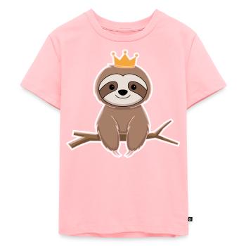 Royal Sloth on Branch with Crown - Kids Premium Organic T-Shirt - rose - Front - AI Model Kid Female (0cm)