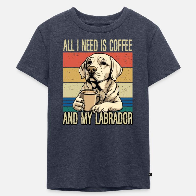 Il caffè e il mio Labrador - Maglietta ecologica premium per bambini - blu jeans