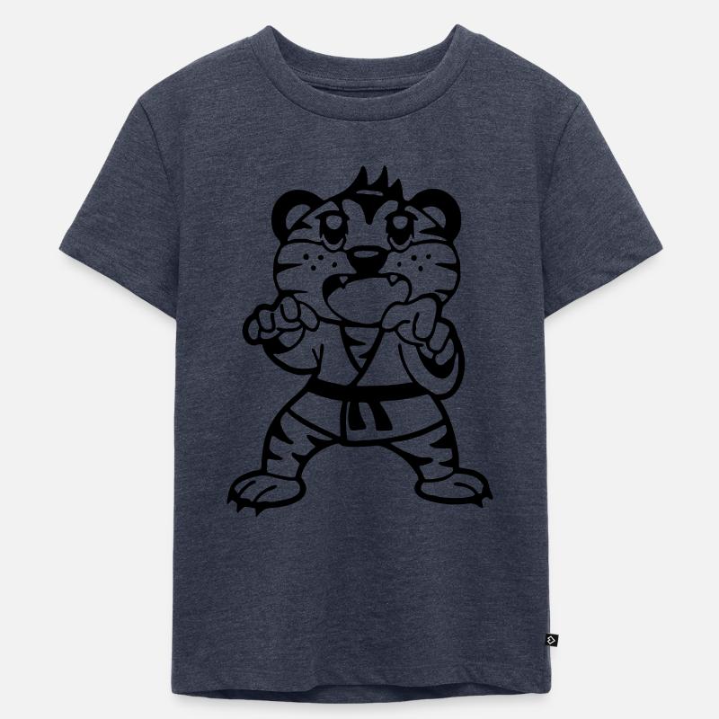 Judotiger - Kinder Premium Bio T-Shirt - Jeansblau 