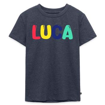Name - Luca - Kinder Premium Bio T-Shirt - Jeansblau  - Vorne - Mikhail (115cm)