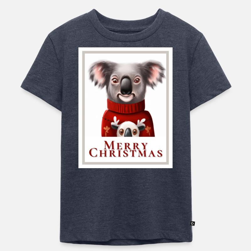 Porträt eines Koalabären im Weihnachtspullover. - Kinder Premium Bio T-Shirt - Jeansblau 
