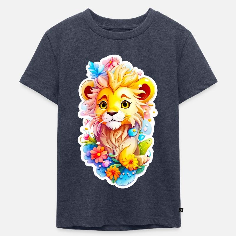 Löwen Tierkind - Kinder Premium Bio T-Shirt - Jeansblau 