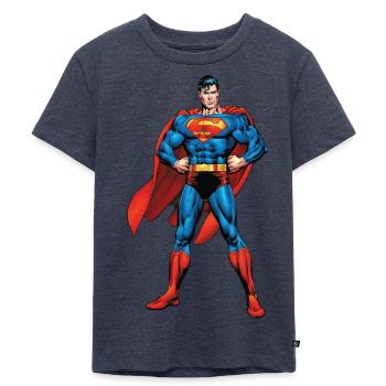 Superman Classic Pose - Kinder Premium Bio T-Shirt - Jeansblau  - Vorne - Mikhail (115cm)