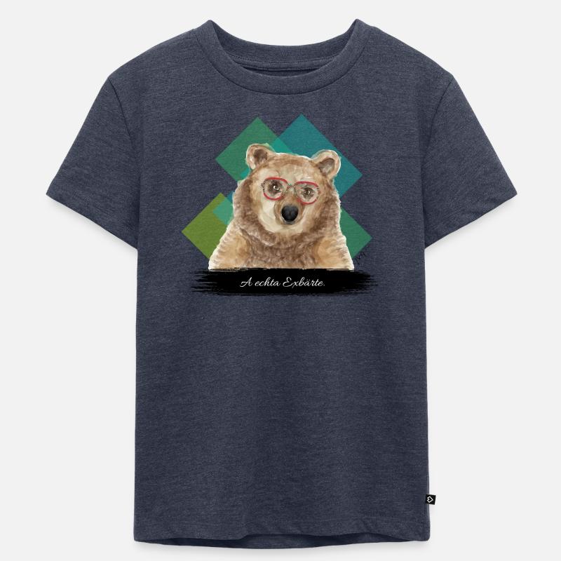 JvG Bär - "A echta Exbärte" - Kinder Premium Bio T-Shirt - Jeansblau 