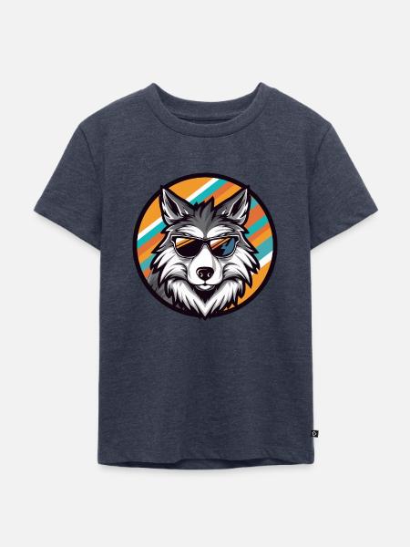 Wolf Comic Cool - Kinder Premium Bio T-Shirt - Jeansblau