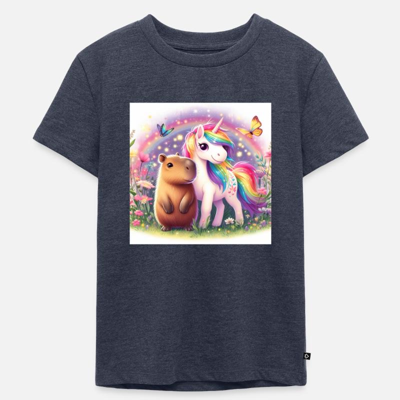 Capybara und Einhorn - Kinder Premium Bio T-Shirt - Jeansblau 