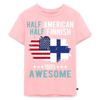 Half Amerikaans Half Finn - Kinderen Premium Bio T-shirt - roze - Voor - AI Model Kid Female (0cm)