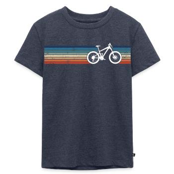Mountain Bike Retro Stripes MTB - Kinder Premium Bio T-Shirt - Jeansblau  - Vorne - Mikhail (115cm)