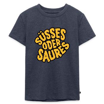 Halloween Shirt Süßes oder Saures - Kinder Premium Bio T-Shirt - Jeansblau  - Vorne - Mikhail (115cm)