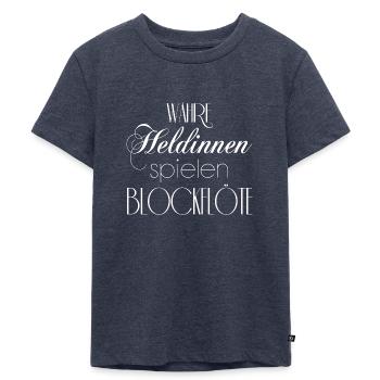 BLOCKFLÖTE HELDINNEN SPIELEN BLOCKFLÖTE MÄDCHEN - Kinder Premium Bio T-Shirt - Jeansblau  - Vorne - Mikhail (115cm)