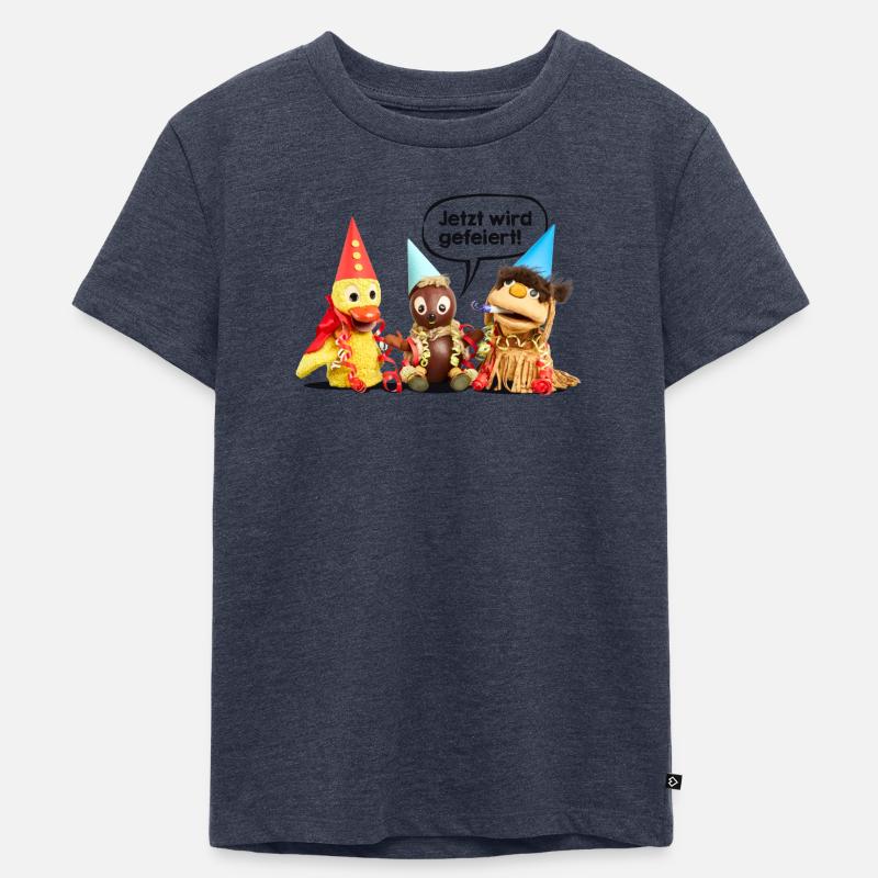 Pittiplatsch - Jetzt wird gefeiert! - Kinder Premium Bio T-Shirt - Jeansblau 