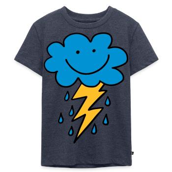 nuage drôle avec flash, gouttes de pluie, comique, emoji - T-shirt Premium bio Enfant - bleu jeans  - Devant - Mikhail (115cm)