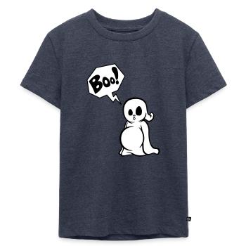 Spooky Boo! - Kids Premium Organic T-Shirt - heather denim - Front - Mikhail (115cm)