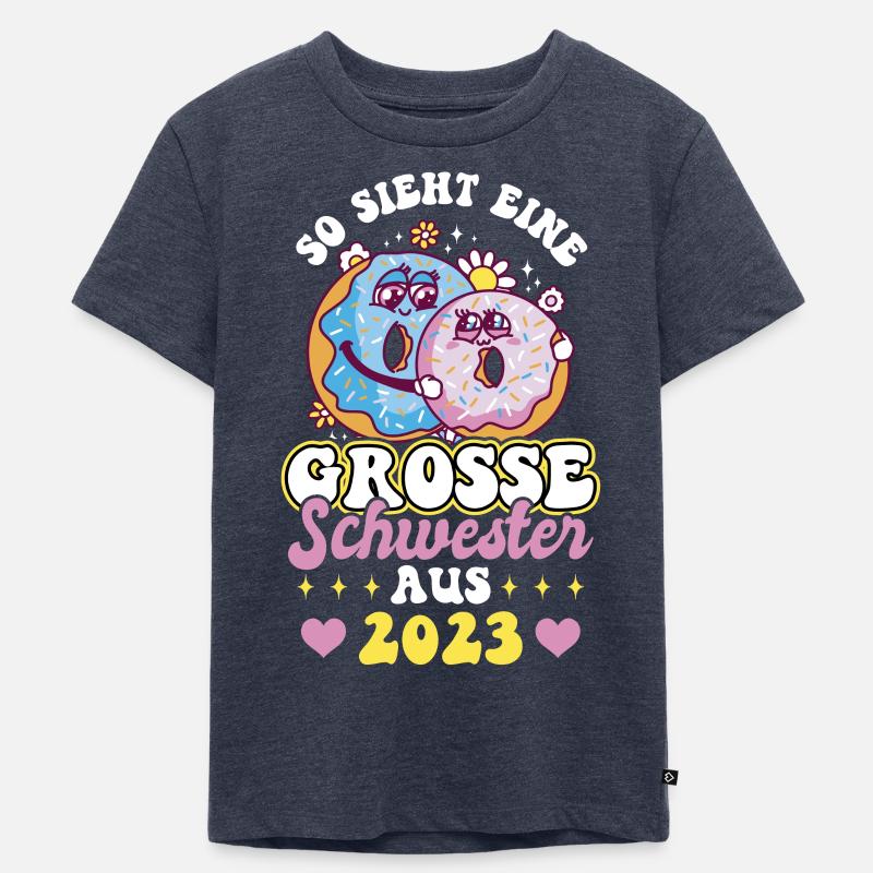 Ich werde Große Schwester 2023 - Kinder Premium Bio T-Shirt - Jeansblau 