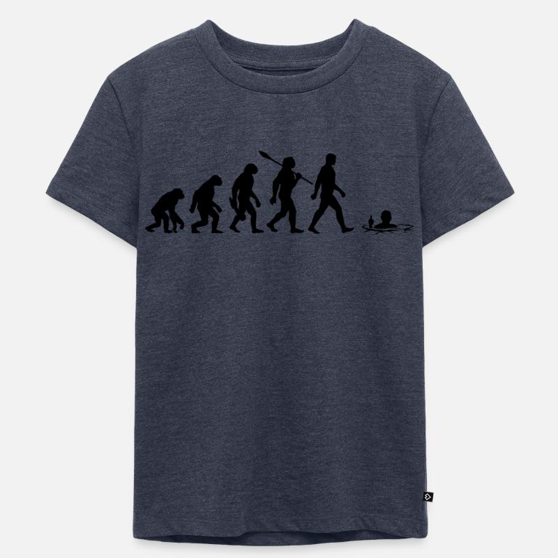 Evolution - Ice baths - Winter bathing - Ice bathing - Kids Premium Organic T-Shirt - heather denim