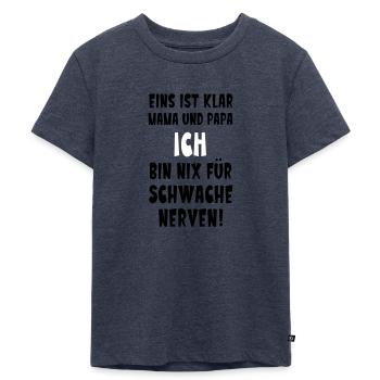 Baby Statement lustig Schwangerschaft - Kinder Premium Bio T-Shirt - Jeansblau  - Vorne - Mikhail (115cm)